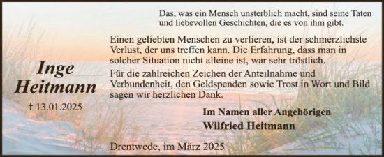 Traueranzeige von Inge Heitmann von SYK