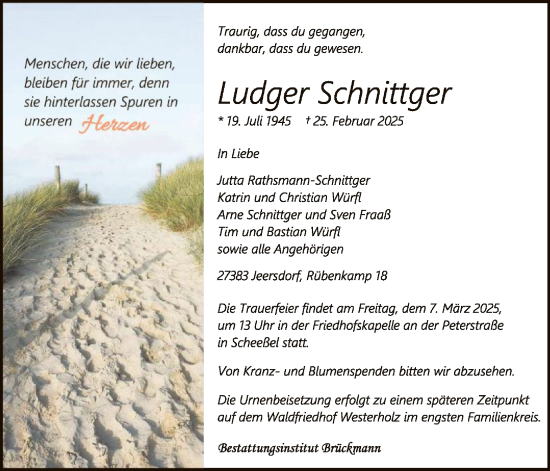 Traueranzeige von Ludger Schnittger von SYK