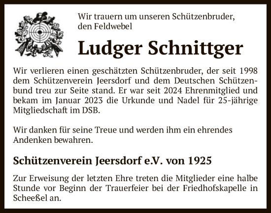 Traueranzeige von Ludger Schnittger von SYK