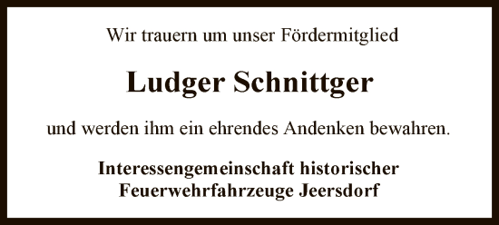 Traueranzeige von Ludger Schnittger von SYK