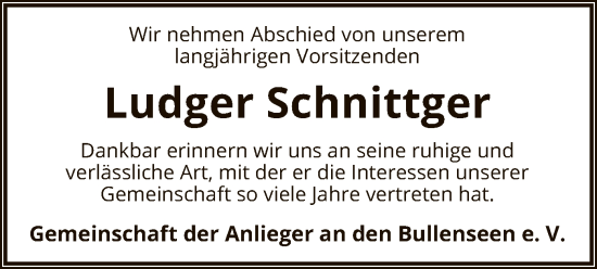 Traueranzeige von Ludger Schnittger von SYK