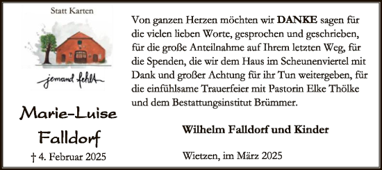 Traueranzeige von Marie-Luise Falldorf von SYK
