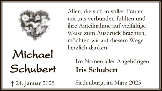 Traueranzeige von Michael Schubert von SYK