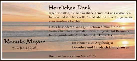 Traueranzeige von Renate Meyer von SYK