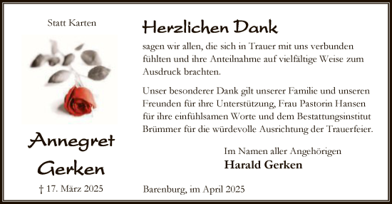 Traueranzeige von Annegret Gerken von SYK