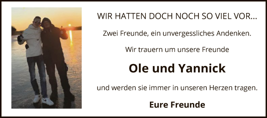 Traueranzeige von Yannick Hans Wilhelm Fuchs von SYK