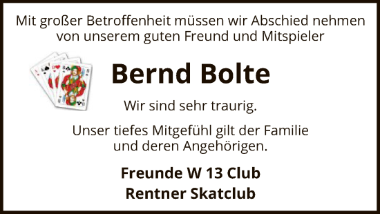 Traueranzeige von Bernd Bolte von SYK