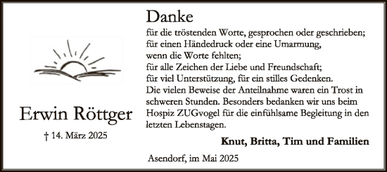 Traueranzeige von Erwin Röttger von SYK