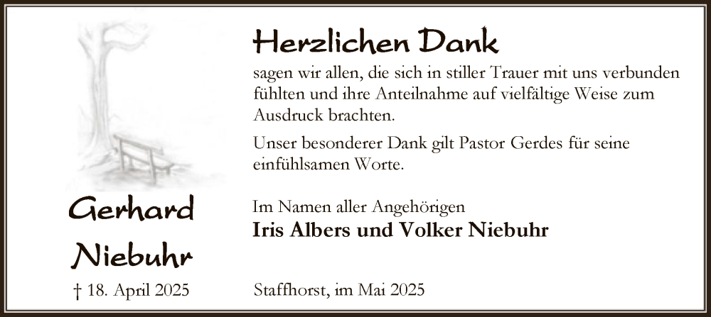  Traueranzeige für Gerhard Niebuhr vom 24.05.2025 aus SYKSSYKS