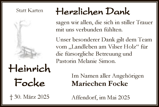 Traueranzeige von Heinrich Focke von SYK