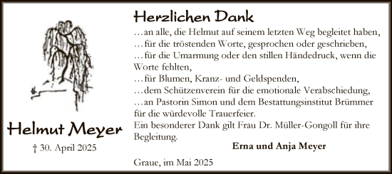Traueranzeige von Helmut Meyer von SYKS