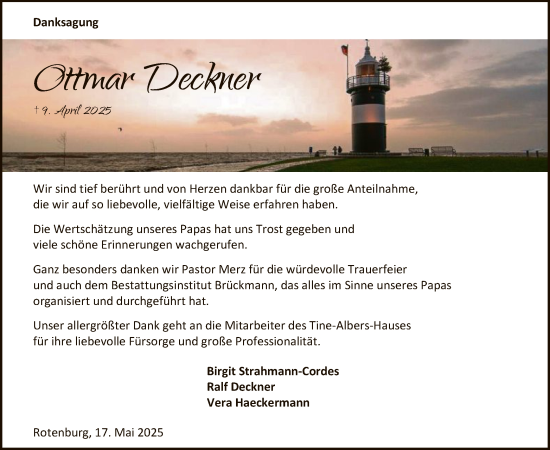 Traueranzeige von Ottmar Deckner von SYK