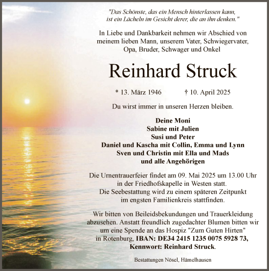 Traueranzeige von Reinhard Struck von SYK