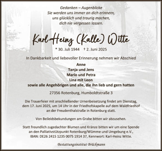 Traueranzeige von Karl-Heinz Witte von SYKR