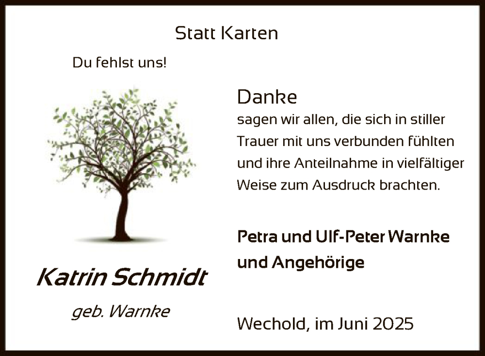  Traueranzeige für Katrin Schmidt vom 07.06.2025 aus SYKS