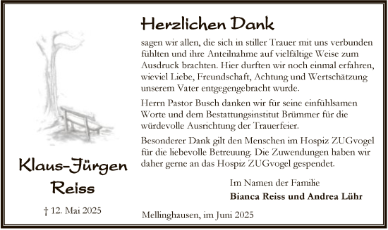 Traueranzeige von Klaus-Jürgen Reiss von SYKS