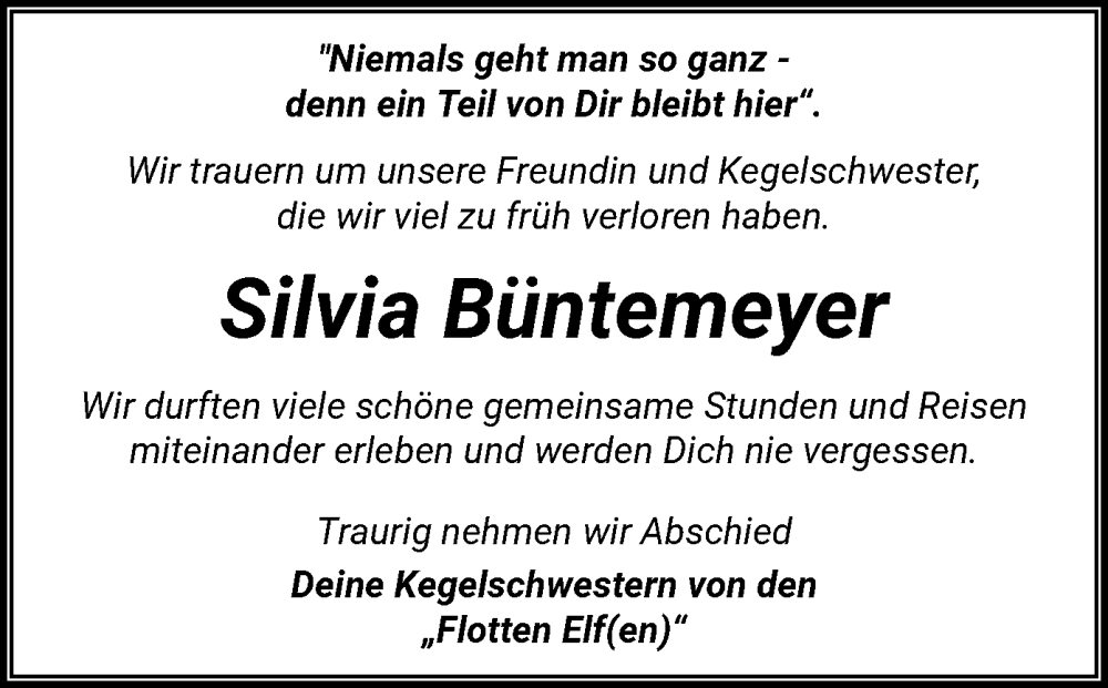  Traueranzeige für Silvia Büntemeyer vom 18.06.2025 aus SYKS