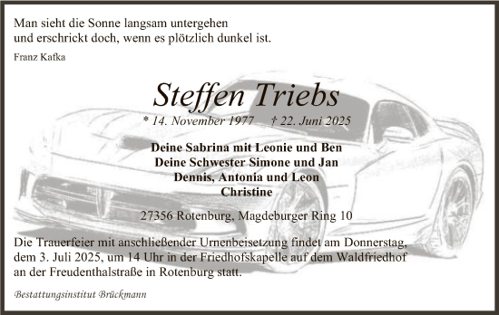 Traueranzeige von Steffen Triebs von SYKR