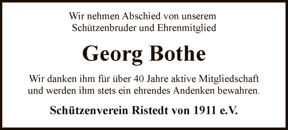  Traueranzeige für Georg Bothe vom 29.07.2025 aus SYKS