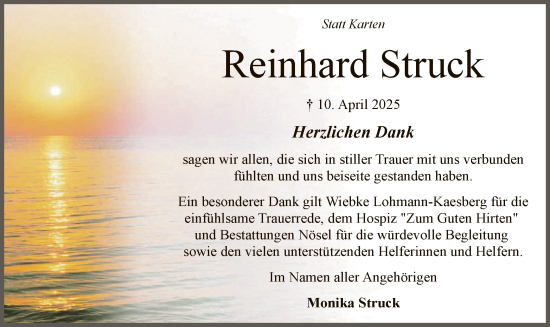 Traueranzeige von Reinhard Struck von SYKS