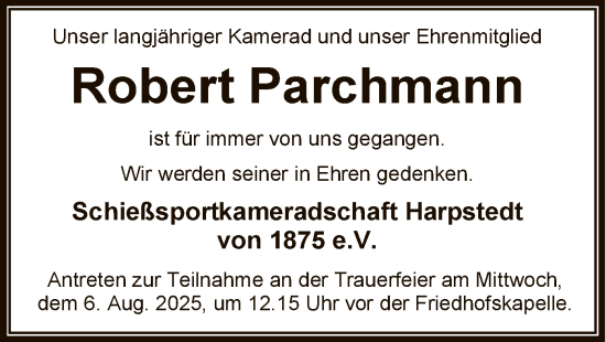 Traueranzeige von Robert Parchmann von SYKS