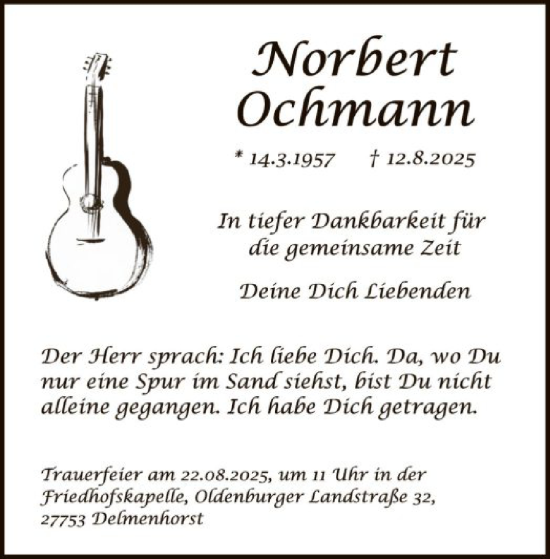 Traueranzeige von Norbert Ochmann von SYKS