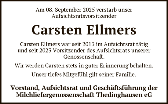 Traueranzeige von Carsten Ellmers von SYKS