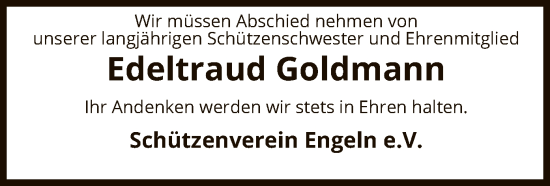 Traueranzeige von Edeltraud Goldmann von SYKS