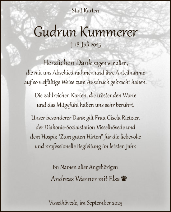 Traueranzeige von Gudrun Kummerer von SYKR