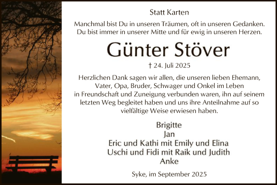Traueranzeige von Günter Stöver von SYKS