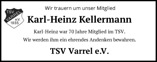 Traueranzeige von Karl-Heinz Kellermann von SYKS