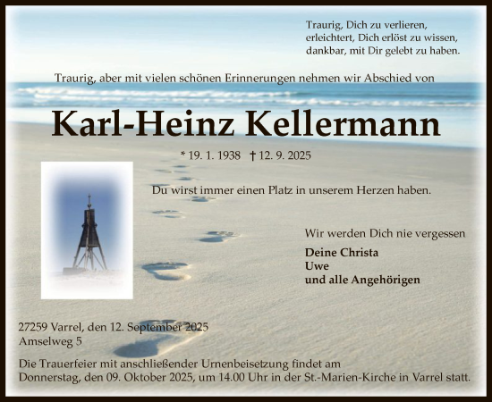 Traueranzeige von Karl-Heinz Kellermann von SYKS