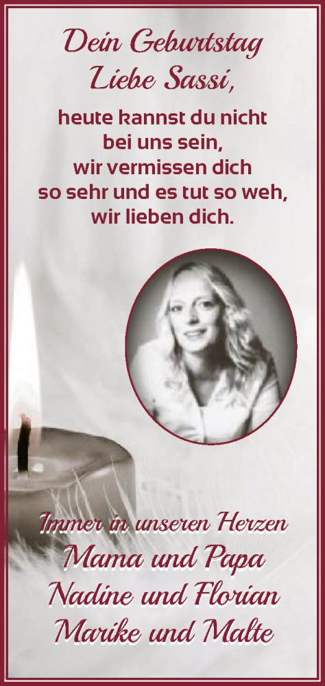  Traueranzeige für Saskia Coors vom 19.09.2025 aus SYKS