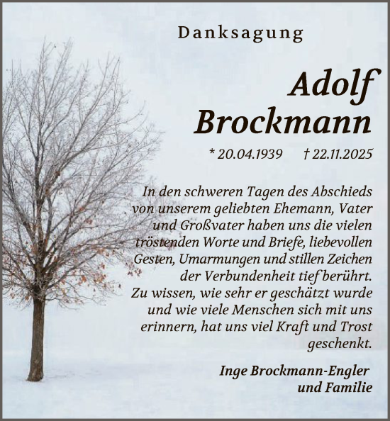 Traueranzeige von Adolf Brockmann von SYKS