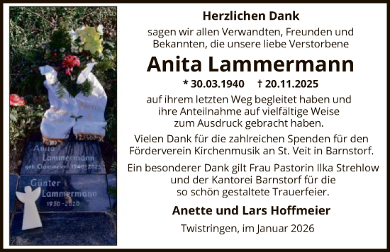 Traueranzeige von Anita Lammermann von SYKSSYKS