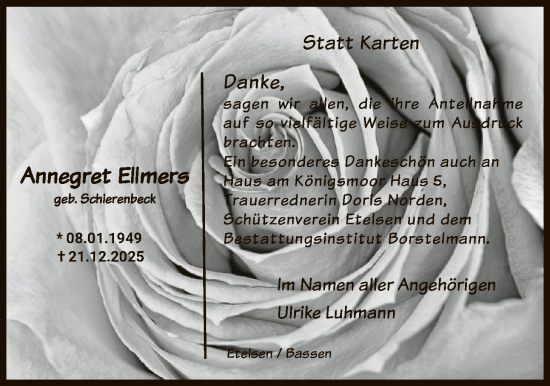 Traueranzeige von Annegret Ellmers von SYKS