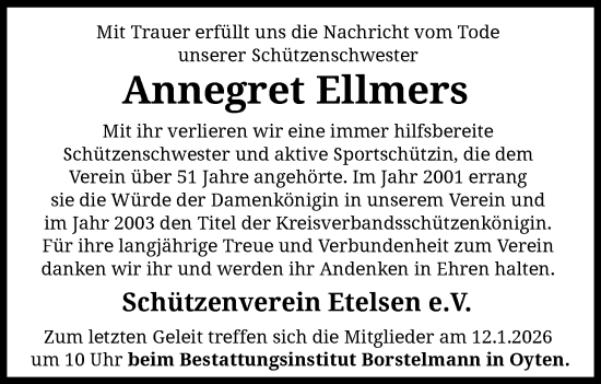 Traueranzeige von Annegret Ellmers von SYKS