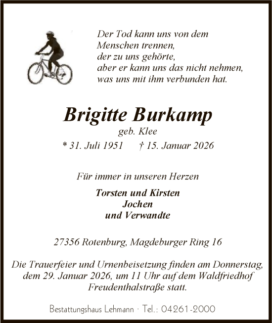 Traueranzeige von Brigitte Burkamp von SYKR