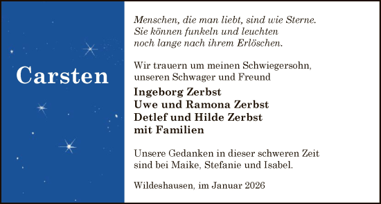 Traueranzeige von Carsten  von SYWZ