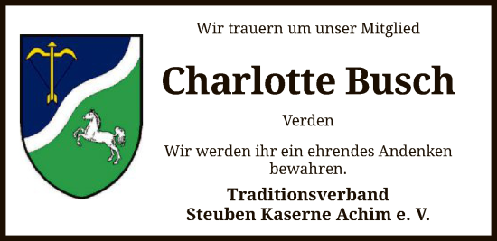 Traueranzeige von Charlotte Busch von SYKS