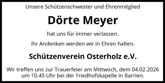 Traueranzeige von Dörte Meyer von SYKS
