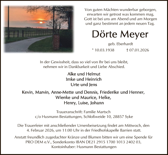 Traueranzeige von Dörte Meyer von SYKS