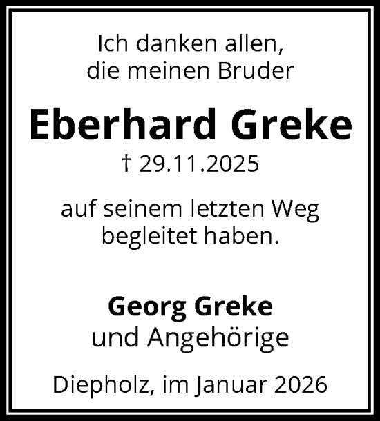 Traueranzeige von Eberhard Greke von SYKS
