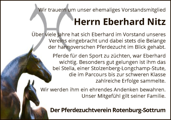 Traueranzeige von Eberhard Nitz von SYKR