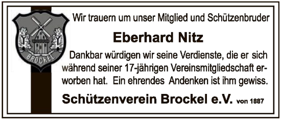 Traueranzeige von Eberhard Nitz von SYKR