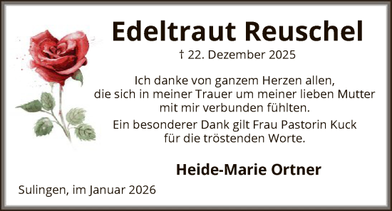 Traueranzeige von Edeltraut Reuschel von SYKS