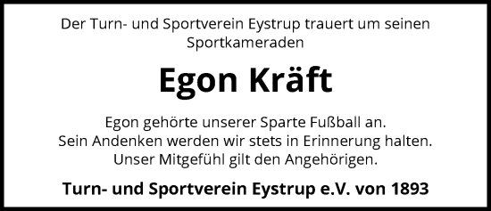 Traueranzeige von Egon Kräft von SYKS