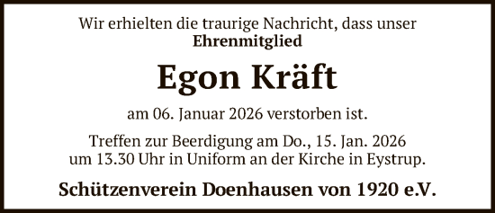 Traueranzeige von Egon Kräft von SYKS