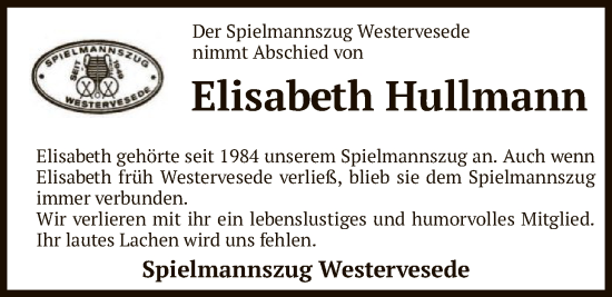 Traueranzeige von Elisabeth Hullmann von SYKR