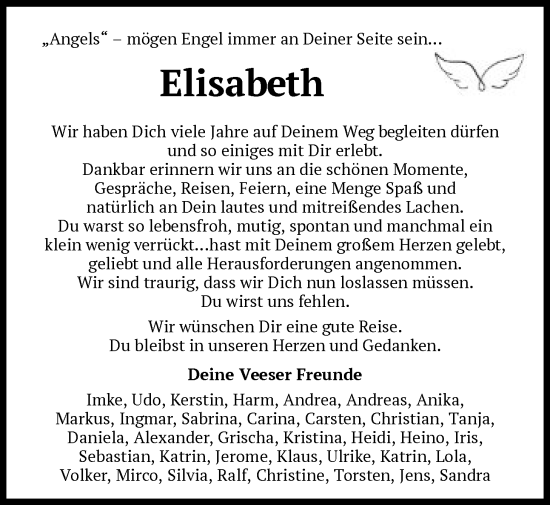 Traueranzeige von Elisabeth Hullmann von SYKR